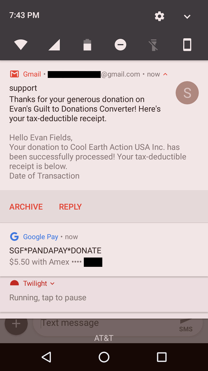 Donation result